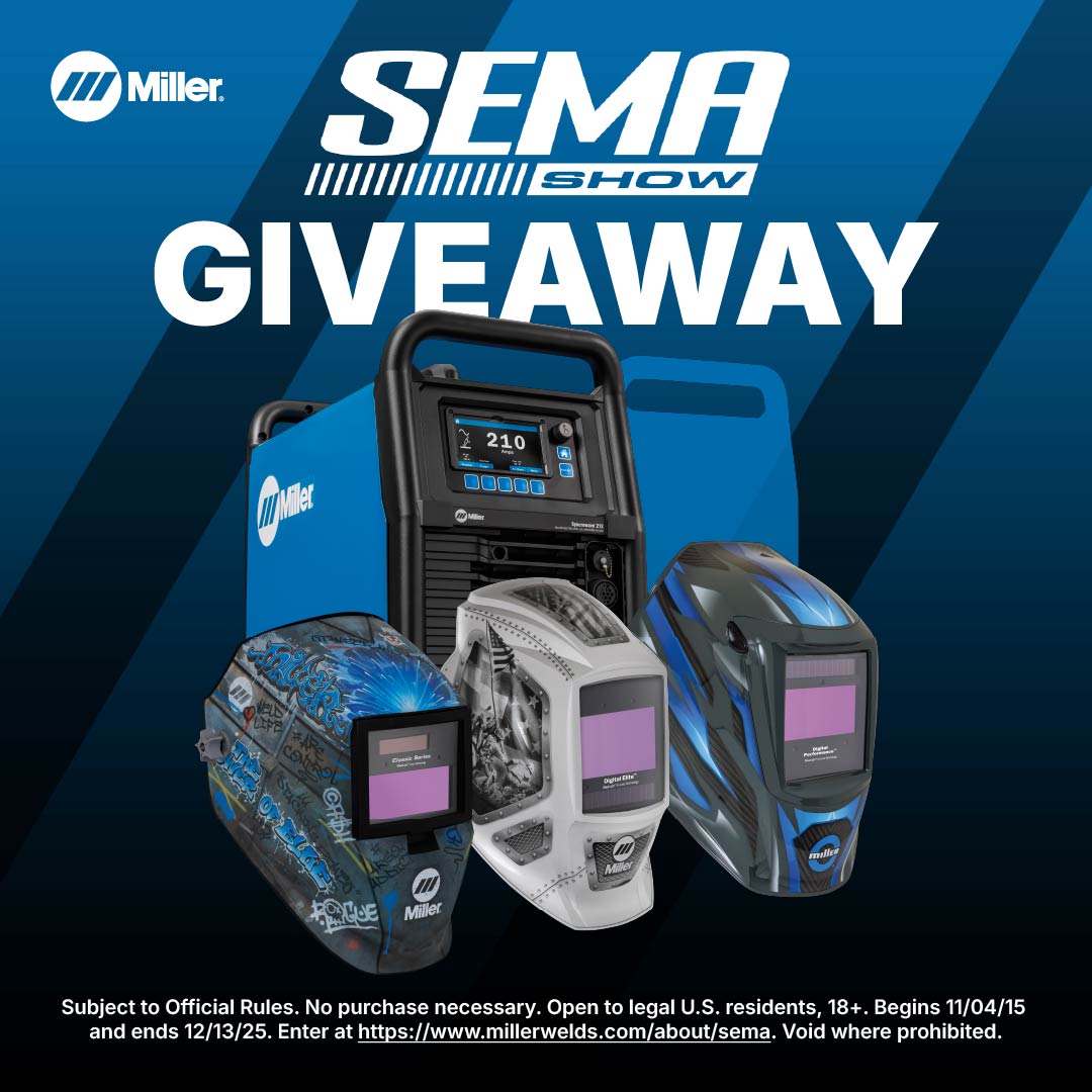 We’re giving away some serious gear this season. Premium helmets. Pro-level machines. Multiple winners.  Your chance to upgrade your shop starts Nov. 

Giveaway runs Nov. 4–Dec. 13. Don’t miss out! 

Enter to win here: bit.ly/3JA3mts 

#MillerWelders #SEMA2025