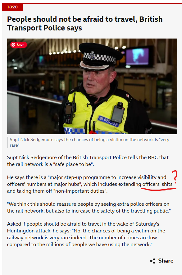 Demorphic's tweet photo. Er, @BBCNews though I'm sure officers welcome extended shits, is this really the best way to optimise resources?
https://t.co/E0QTNSDYe7 https://t.co/6ka1HH3Wjl