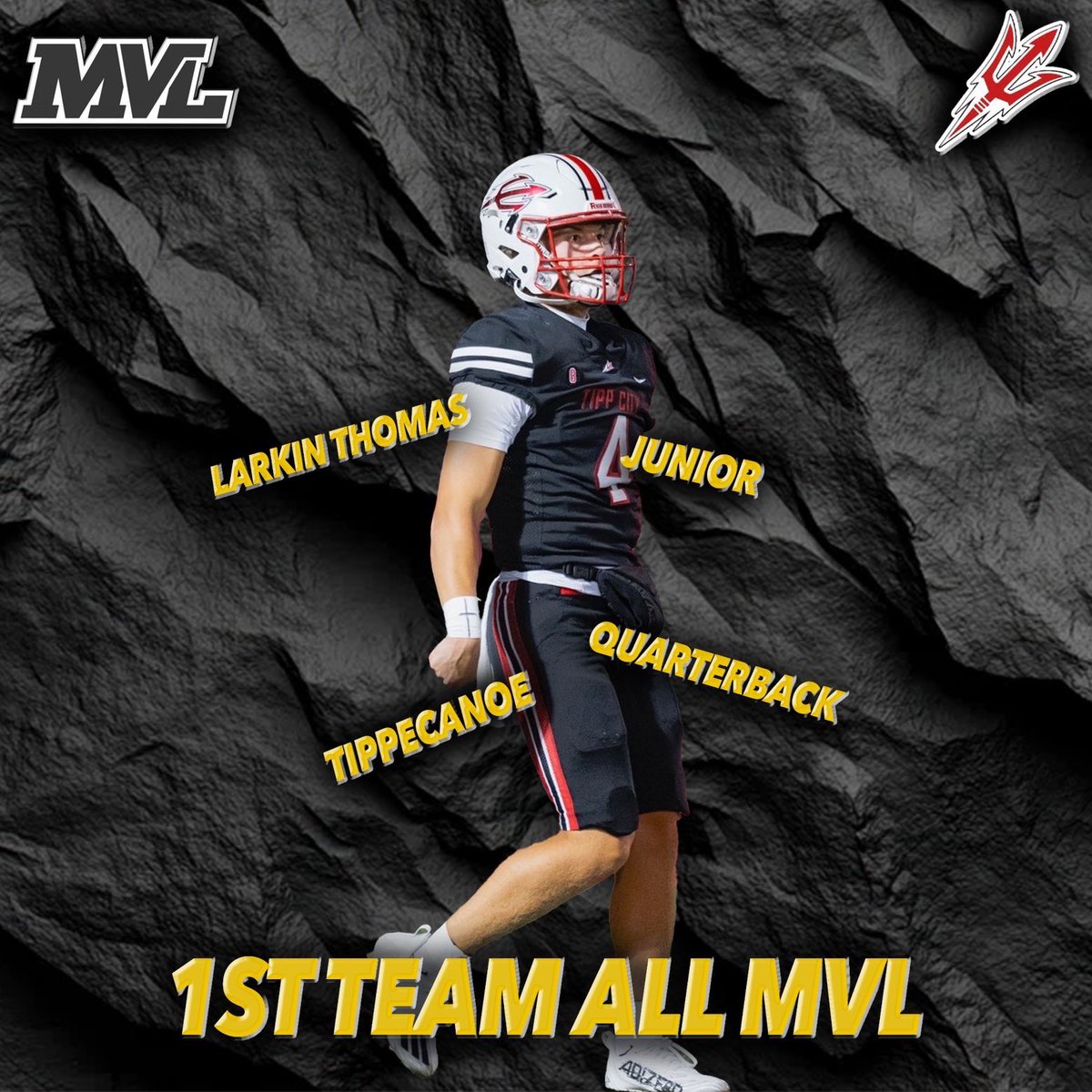 LarkinThomas32's tweet photo. Blessed to be named 1st Team-All MVL for the second year in a row. Couldn’t have been named this without my Offensive line, teammates, and coaches! 
@TippFB @DJRSwework @qbcoachaiken @Jordan_kitna3 https://t.co/ENqLDfibPI