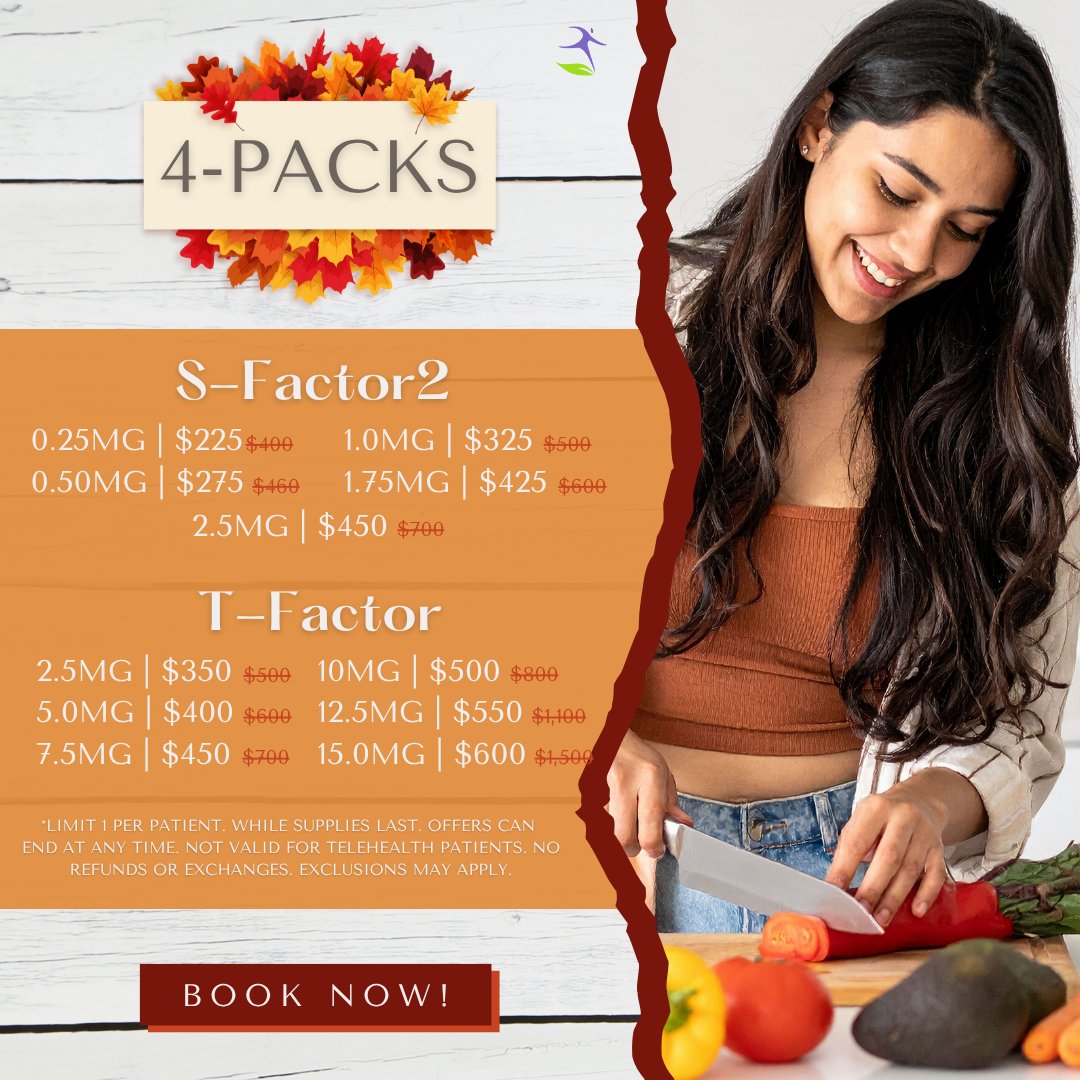 MWeightControls's tweet image. 🍂 Fall savings are here! 🍁
Get your 4-pack of S-Factor2 &amp;amp; T-Factor at a special seasonal price and feel your best this autumn. ✨

Limited-time offer — don’t miss out!
📞 Call 1-844-376-7527 or book online at MedicalWeightControls.com

#FallWellness #AutumnGlow #HealthyLiving…