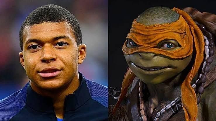 PERSONAS que se parecen EXACTAMENTE a personajes de dibujos ANIMADOS.

¡Un hilo! 🧵 

1. Mbappé y las Tortugas Ninja