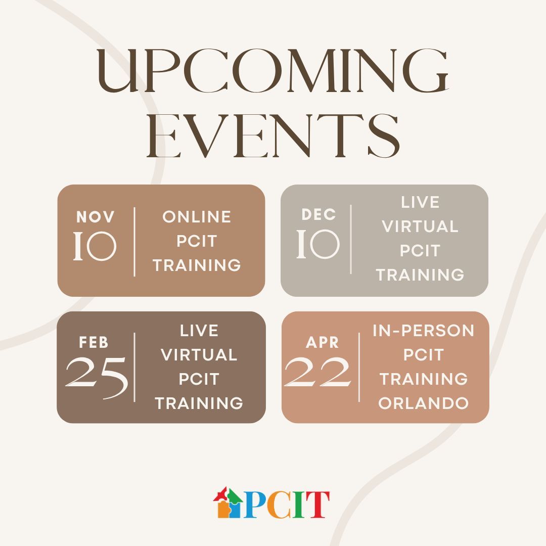 We have our 2026 calendar up and ready for registration. Here's a sneak peek of a few upcoming events. parentchildinteractiontherapy.com/upcoming-pcit-…