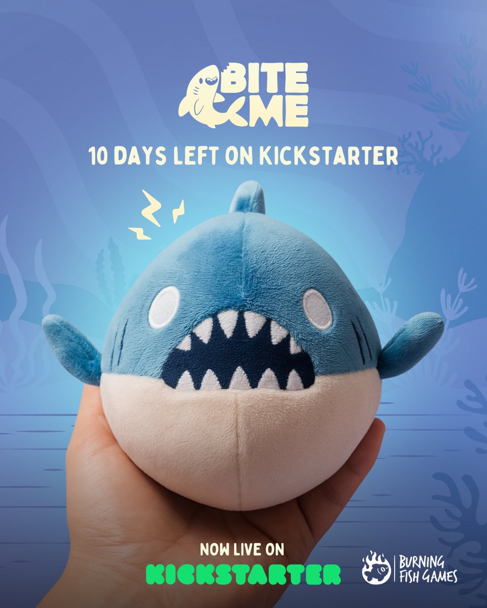 Don’t forget your BiteMe Shark Plushie, only 10 days left to order! Link in bio 🦈 @kickstarter  #kickstartergames #plushie #plushiesofinstagram #plushieadventures #sharks