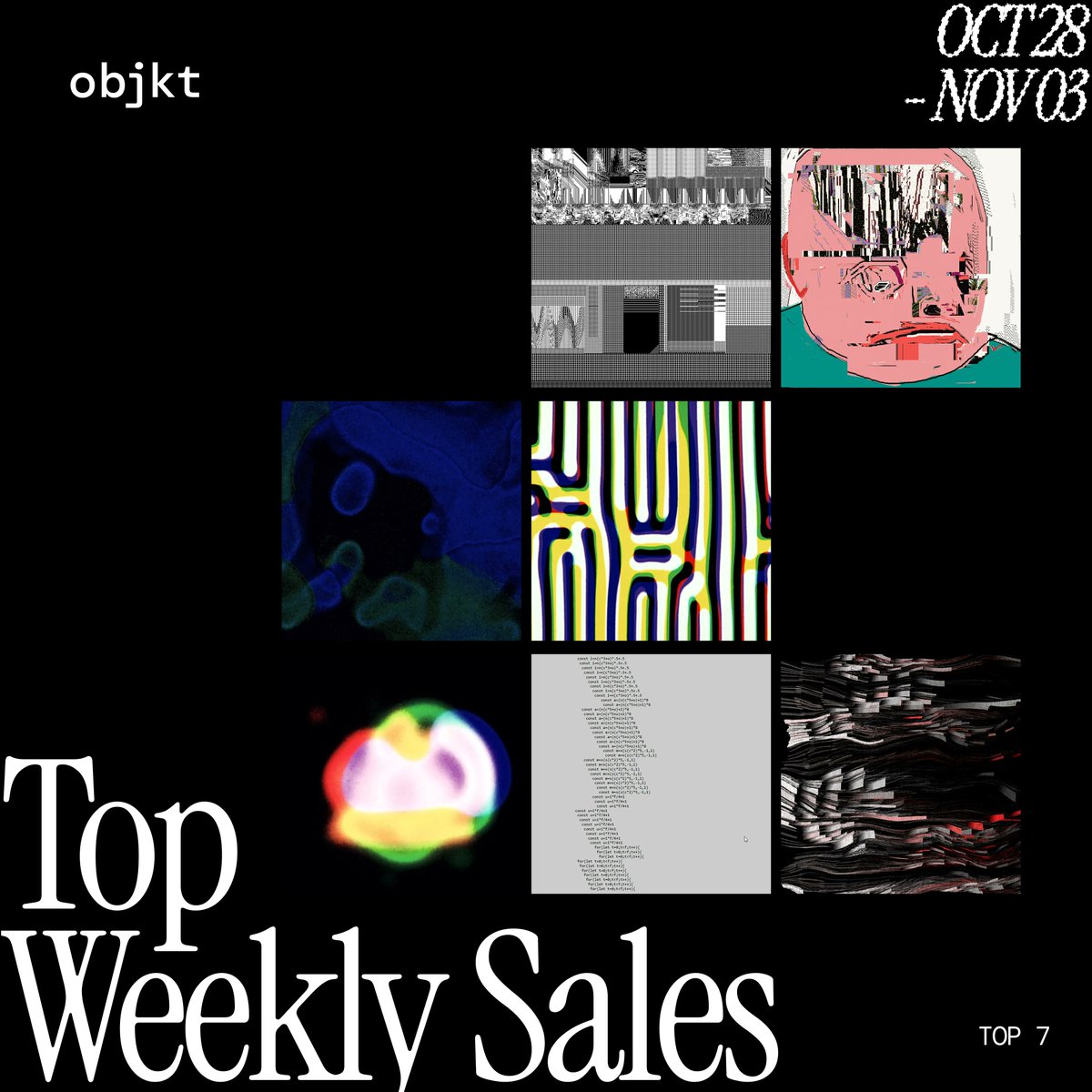 ✦ Top Weekly Sales ✦

The biggest sale of the week was <a href="/qubibien/">qubibi</a>'s hello world, a unique generative artwork sold privately to <a href="/Greekdx/">Giannis Sourdis (🦉,🦉)</a> and <a href="/thefunnyguysNFT/">thefunnyguys.eth/tez</a> for approximately 51,000.00 ꜩ ⚡

Following this, we have the Top 7:

𝗺𝗼𝗻𝗼𝗴𝗿𝗶𝗱 𝗮𝗮 by <a href="/kimasendorf/">KiM ASENDORF</a>
⇢ collected
