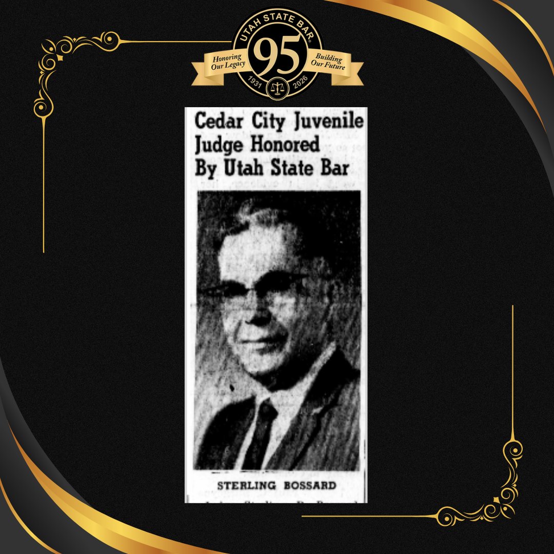 In June 1968, the Iron County Record reported a proud moment in our state’s legal history. Judge Sterling R. Bossard of Cedar City was elected president-elect of the Utah State Bar. Submit your memories: tinyurl.com/5f8jspfk
#UtahStateBar95