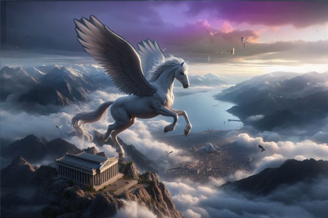 EcosdeSandra's tweet photo. Nací del eco de un corte,
de la sangre que llora el final,
y alzo mi vuelo, blanco y feroz,
sobre el monte donde canta el manantial.

Mis alas rasgan el cielo,
trazan senderos de luz y viento,
y en cada golpe, en cada aleteo,
brota la fuente de los sueños, el aliento del talento.

Soy la voz que despierta las musas,
la imaginación que no conoce cadenas,
soy Pegaso, el espíritu del verso,
caballo alado que al mundo entrega estrellas. ✨

#PoeVive