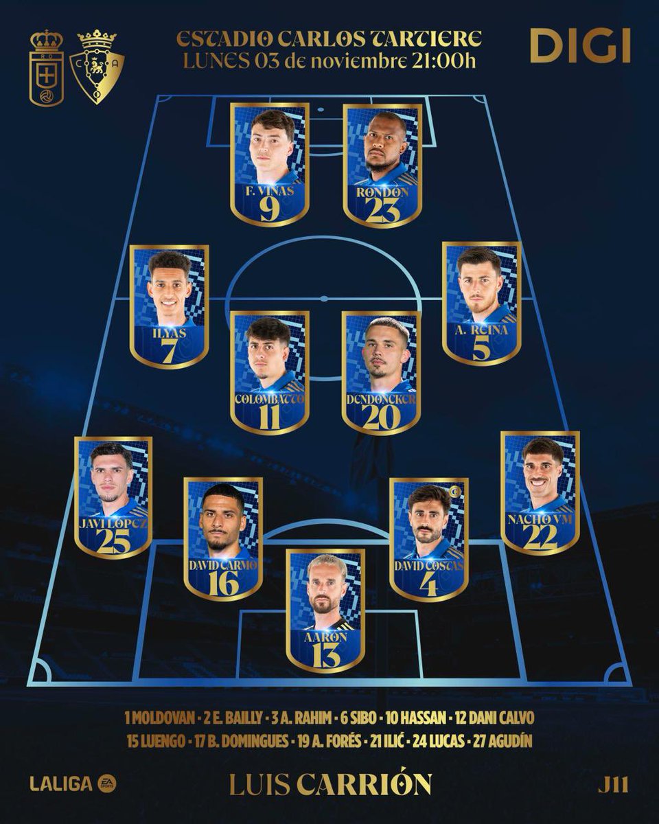 OFICIAL
Este es el 11 del Real Oviedo para enfrentarse a CA Osasuna