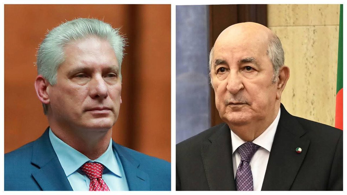 هنأ السيد ميغيل دياز كانيل بيرموديز، رئيس جمهورية #كوبا، رئيس الجمهورية السيد <a href="/TebbouneAmadjid/">عبدالمجيد تبون - Abdelmadjid Tebboune</a> بمناسبة إحياء الجزائر الذكرى ال 71 لاندلاع الثورة التحريرية.

🇩🇿🇨🇺facebook.com/share/p/1A5znb…