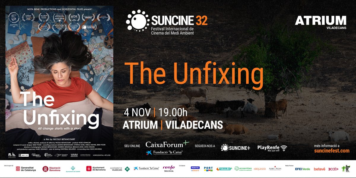 💫 THE UNFIXING | Secció Oficial Ñ #SUNCINE32
📍 Teatre Atrium (Viladecans) · 4 NOV · 20 h
Una mare, la malaltia, la crisi climàtica i el poder de la vida per renéixer. 🌿
Un viatge poètic i commovedor cap a la curació i l’esperança.
#SUNCINE #ElMillorCinemaAmbiental