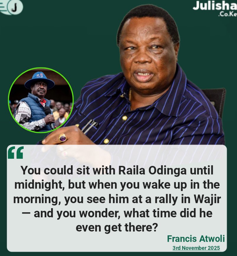 Goddie_Ke's tweet image. Francis Atwoli : You could sit with Raila Odinga until midnight, but when you wake up in the morning, you see him at a rally in Wajir