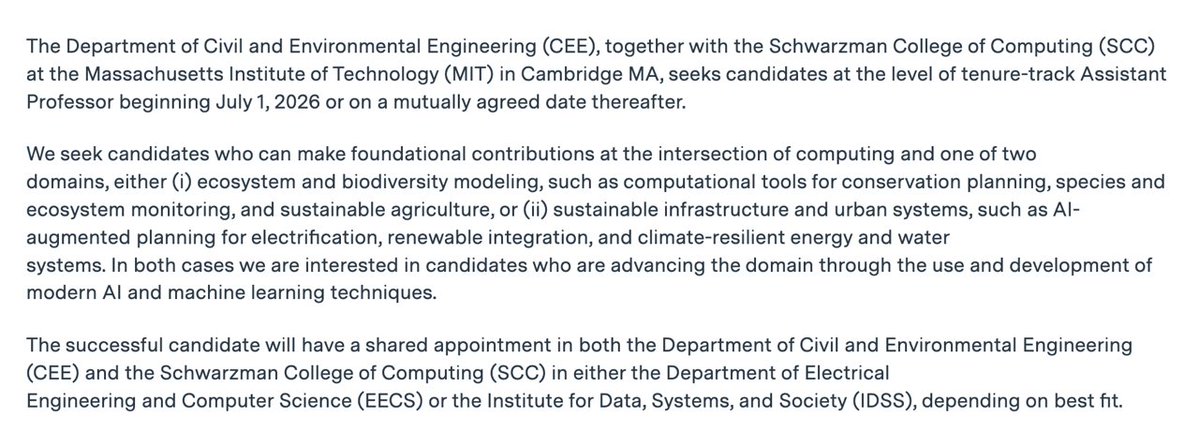 sarameghanbeery's tweet image. COME WORK WITH ME!!!  

Very exciting open faculty position at MIT, with ecosystem and biodiversity modeling as a focus!

@WILDLABSNET @ABCGlobalCenter @imageomics #AIforConservation @cv4ecology @CV4E_ICCV