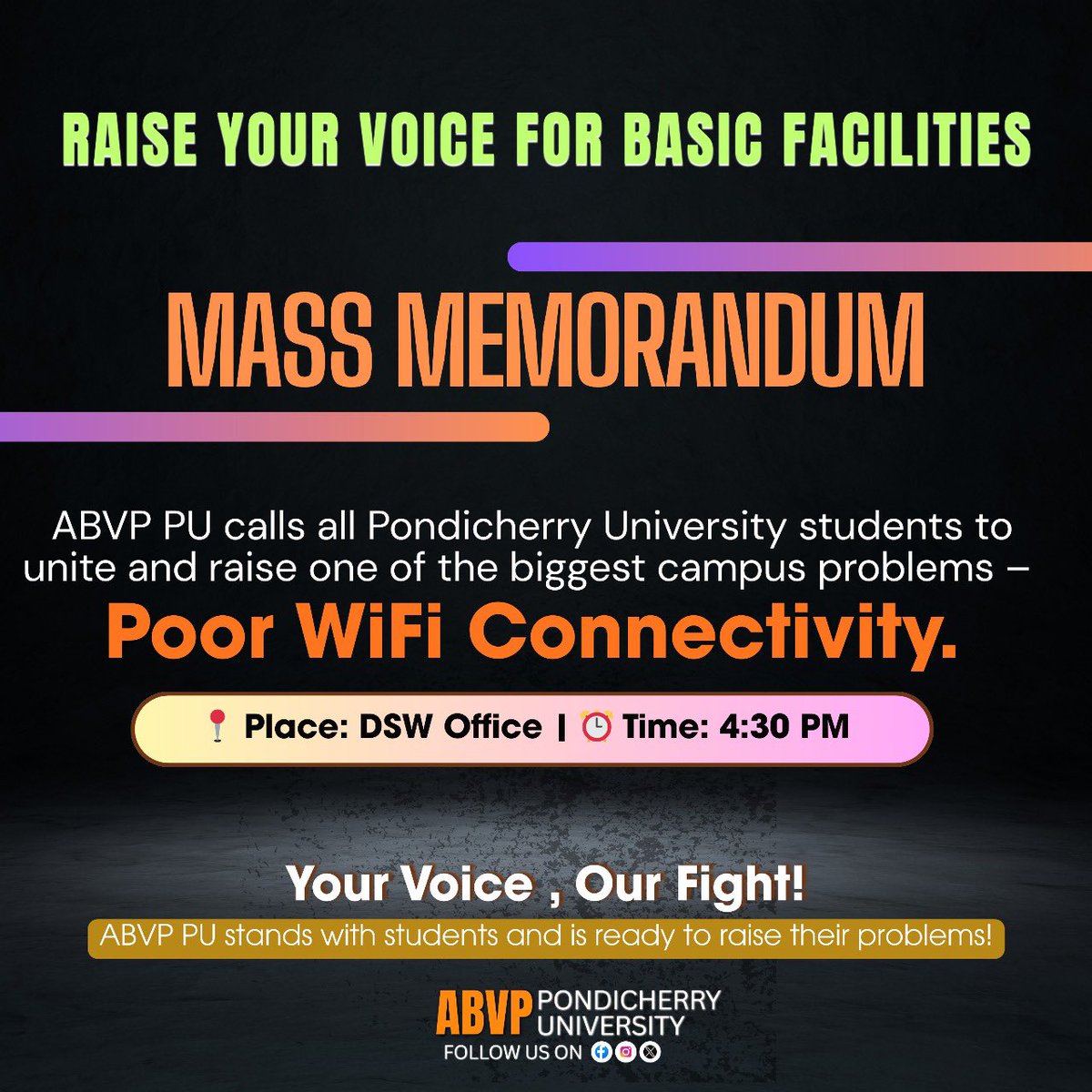 ABVP PU Stands Against Poor Wi-Fi Connectivity!

 ABVP PU 🚩