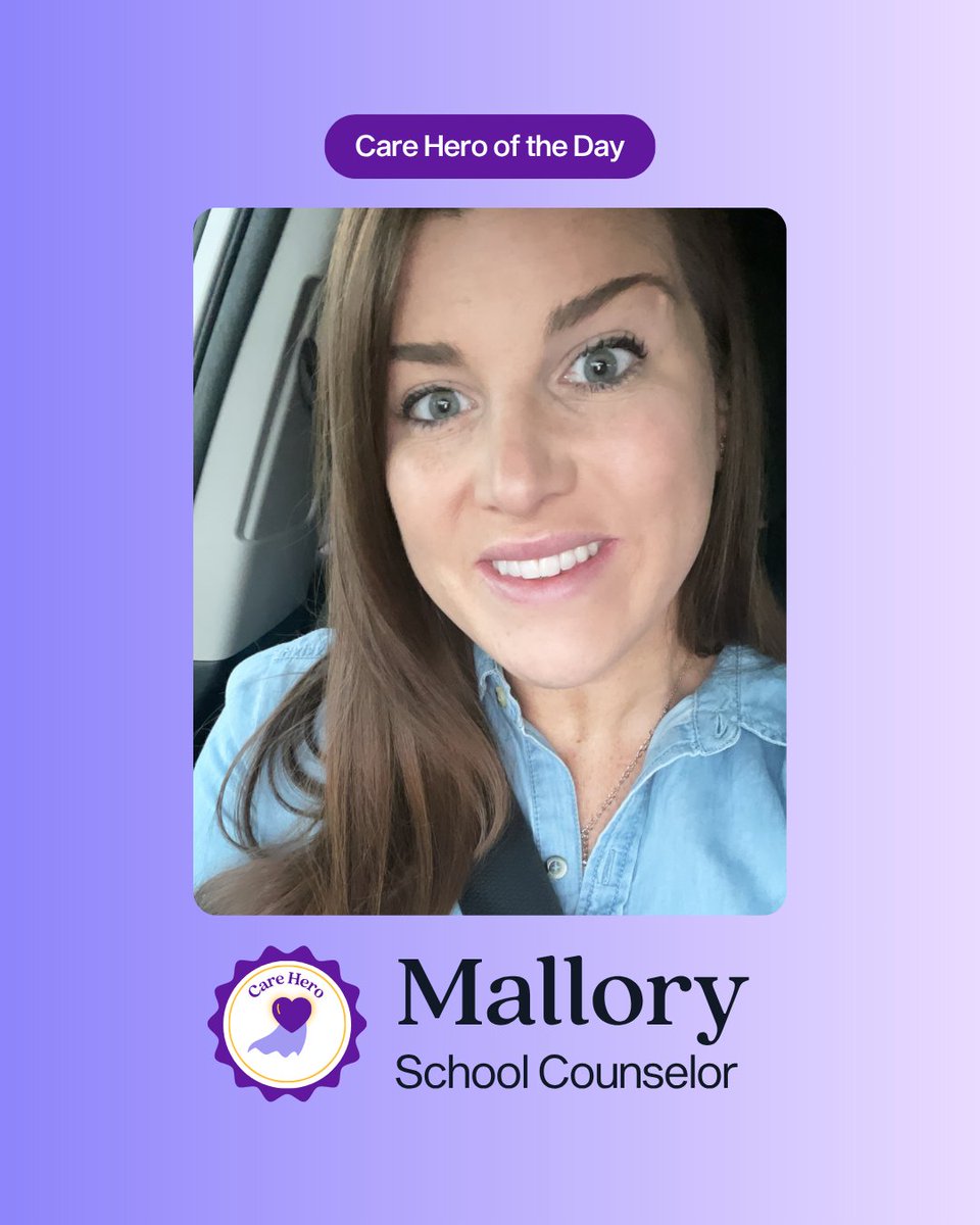 💜 Care Hero Spotlight: Mallory Connors 💜
Meet this dedicated School Counselor from King Philip Regional School District!
For over a decade, Mallory has created judgment-free spaces to ensure students feel seen, heard, and valued. #SchoolCounselor #CareHero #StudentMentalHealth