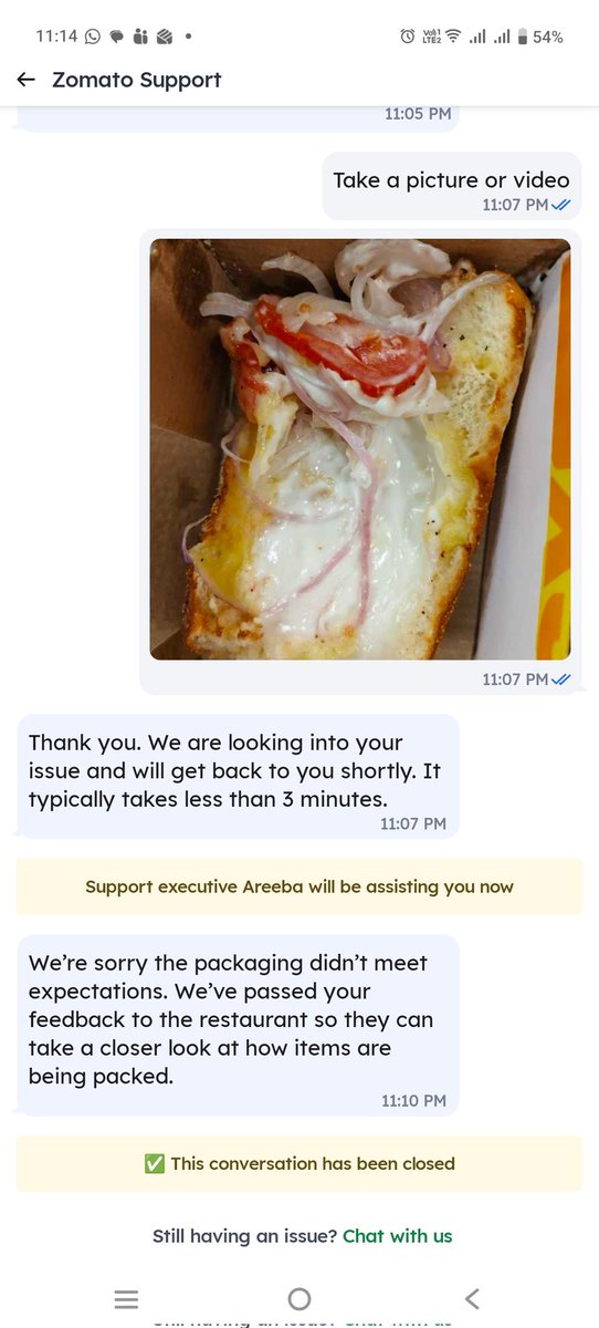 VinayJoshiii's tweet photo. @zomato @zomatocare my entire order was spilled and your response is to let the restaurant know? That's it? Moreover, there's no option to talk to a human and your agents don't retain the context? Worst Agentic AI implementation I've experienced, worst customer service. https://t.co/7aLDAuapyc