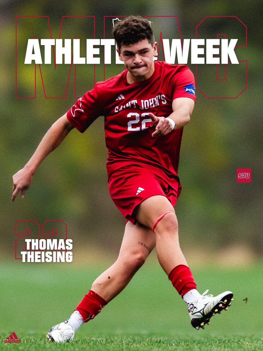 Congratulations to <a href="/Johnnie_Soccer/">Saint John's Soccer</a> sophomores Ronan O'Connor (left) &amp; Thomas Theising for earning MIAC Men's Soccer Offensive &amp; Defensive Athletes of the Week, respectively, today!

RELEASE: gojohnnies.com/news/2025/11/3…

#GoJohnnies | #d3soc