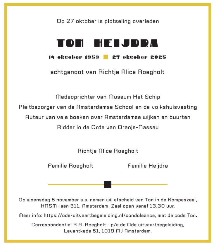 Ton Heijdra, stuwende kracht achter Museum Het Schip, en auteur van vele boeken is niet meer hetschip.nl/over-het-museu… - Als opbouwwerker heeft hij ook de oprichting van onze vereniging ondersteund. Hier uit de archieven een verslag voor @westerpost febr 2001