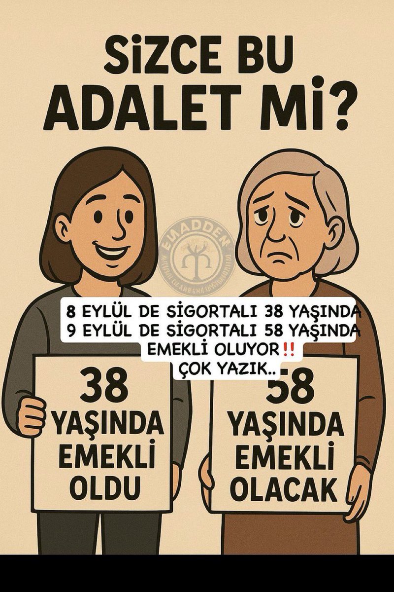 <a href="/EMADDER_KADEME/">EMADDER RESMİ SOHBET SAYFASI</a> 8.9.1999 → Emekli olursun
9.9.1999 →17- 20 yıl daha çalışırsın!
Bu mudur adalet?
Kademe ile bu haksızlık giderilmeli!
<a href="/EmadDernegi/">EMEKLİLİKTE ADALET DERNEĞİ ⚖️</a> #AdaletKademede