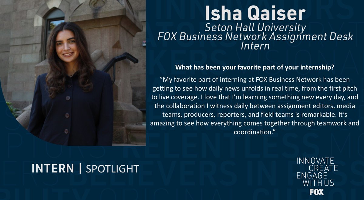 Meet our <a href="/FoxNews/">Fox News</a> Fall 2025 interns and see what they have to say about their #foxinternship experience 🍁💭

✨Giancarlo Quesada - Maria Bartiromo's Wall Street &amp; Barron's Roundtable <a href="/FoxBusiness/">FOX Business</a>
✨Hector Zumbado - <a href="/FoxNoticiasEnX/">Fox Noticias</a>
✨Isha Qaiser - <a href="/FoxBusiness/">FOX Business</a> Assignment Desk