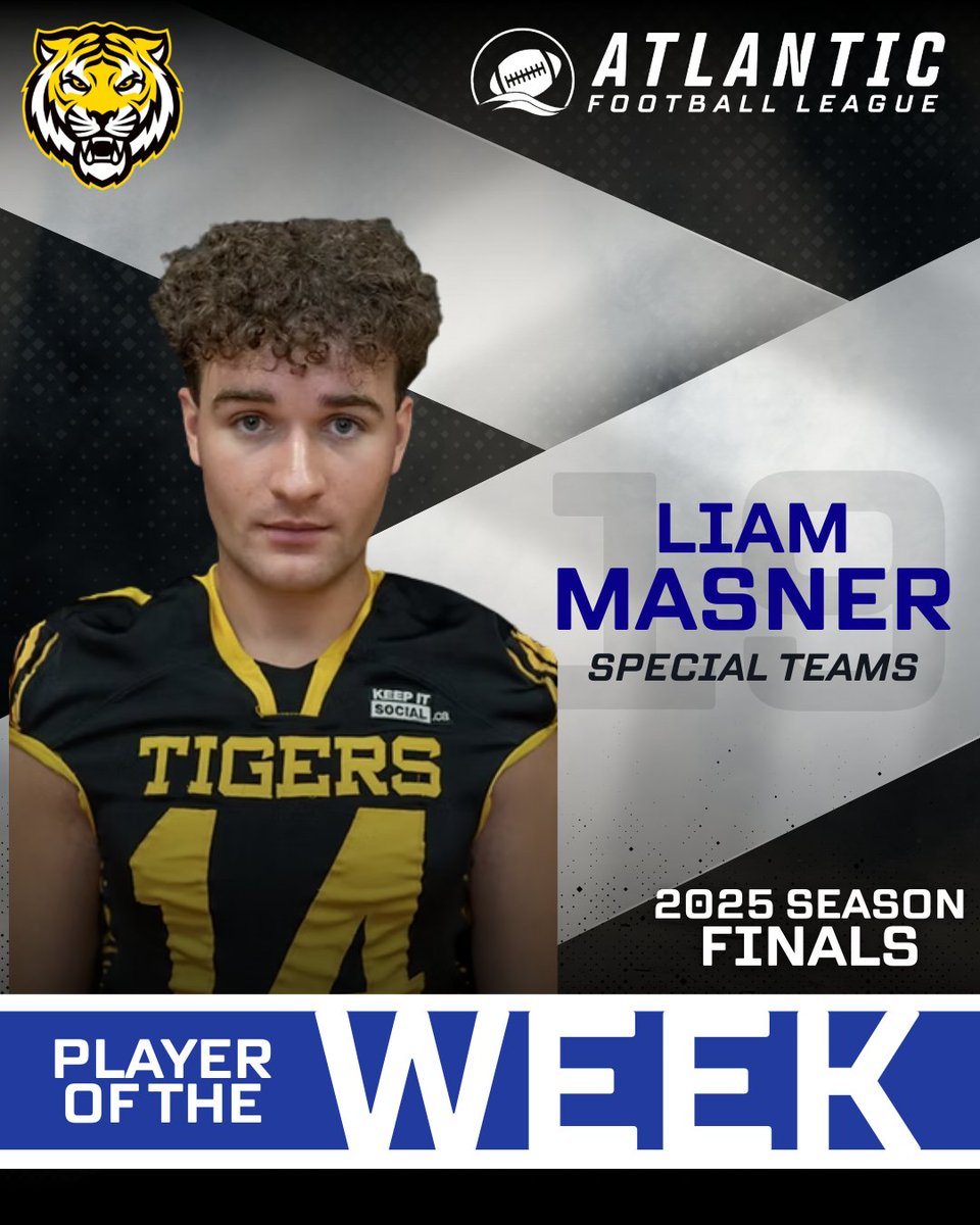 Proud to announce the AFL Finals - <a href="/DalFootballClub/">Dalhousie Football Club</a> Tigers Players of the Week! #potw 🏈🐯

#CanadianFootball #AtlanticFootballLeague #AFL #ANewEra #gotigers #jointheambush