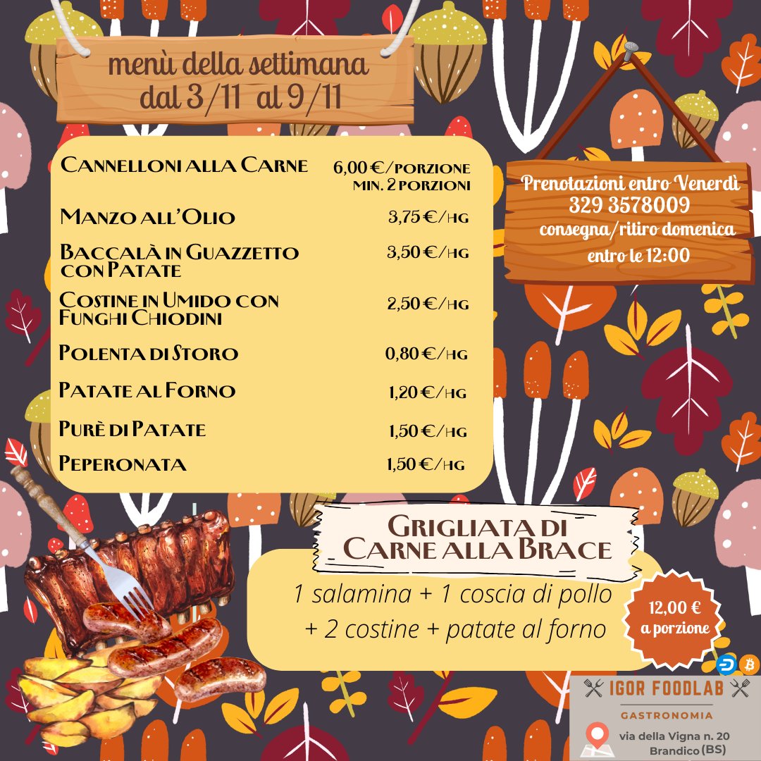 IgorLaVign's tweet photo. Dieta? LunedΓ¬. π
Questo weekend si mangia come si deve π Grigliata alla brace 12β¬
π Brandico (BS)
π Prenota entro venerdΓ¬: 329 3578009
#grigliata #foodvibes #igorfoodlab https://t.co/hubpPvUgSr