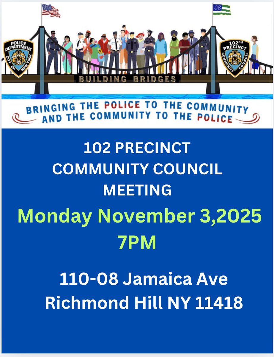 Join us today for our 102 Precinct Community Council Meeting!

Come connect with your local Officers and stay informed about what’s happening in our community.
