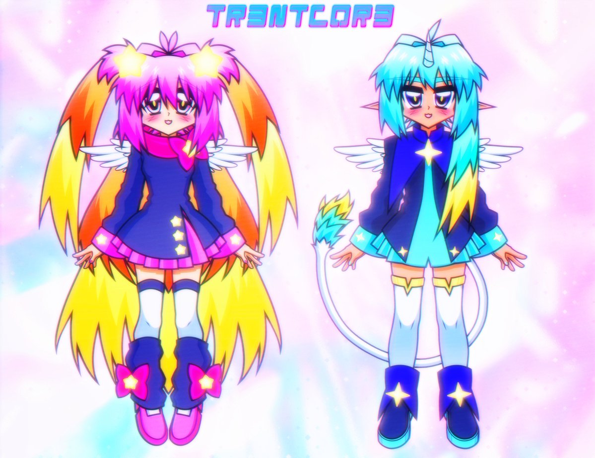 tr3ntc0r3's tweet image. I finally finished my 2.0 VTuber models!

Meet Pichi, the lonely shooting star, and Pluto, the distant dreamer! With a single wish, their fate was intertwined and they became a constellation of two! 

I can&apos;t wait to start on their rigging!
#PichiWishingStar | #DreamerPluto