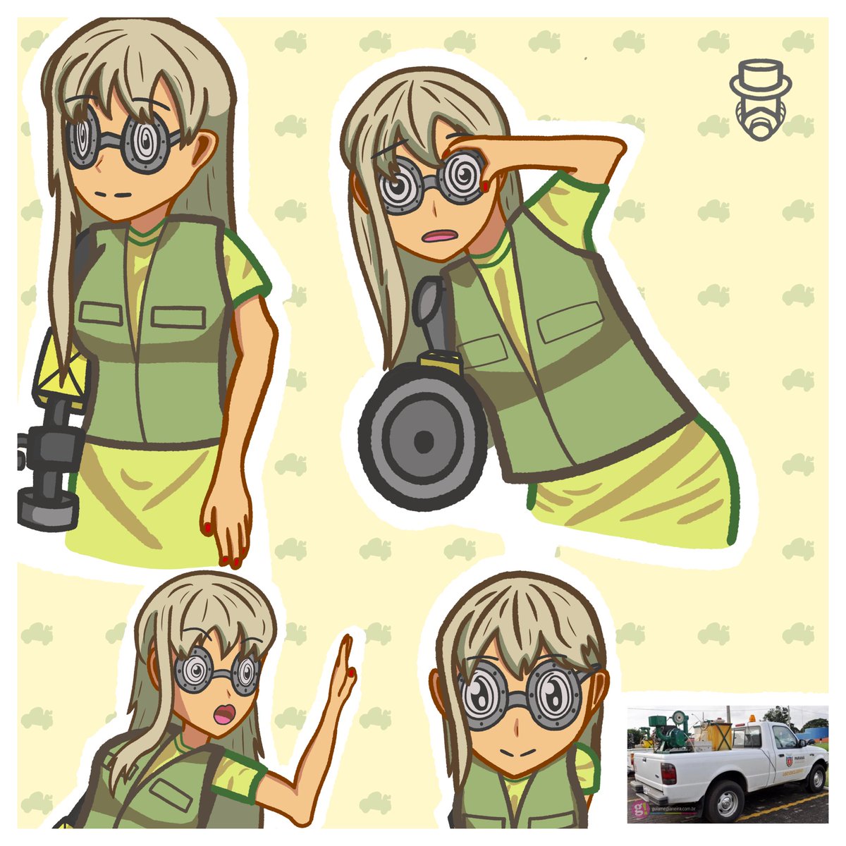 Blitzfunk34's tweet image. Another &quot;Fumacê&quot; Girl, now featuring a disc-shaped fumigator, it was quite common in Brazil until recently. 
#gijinka