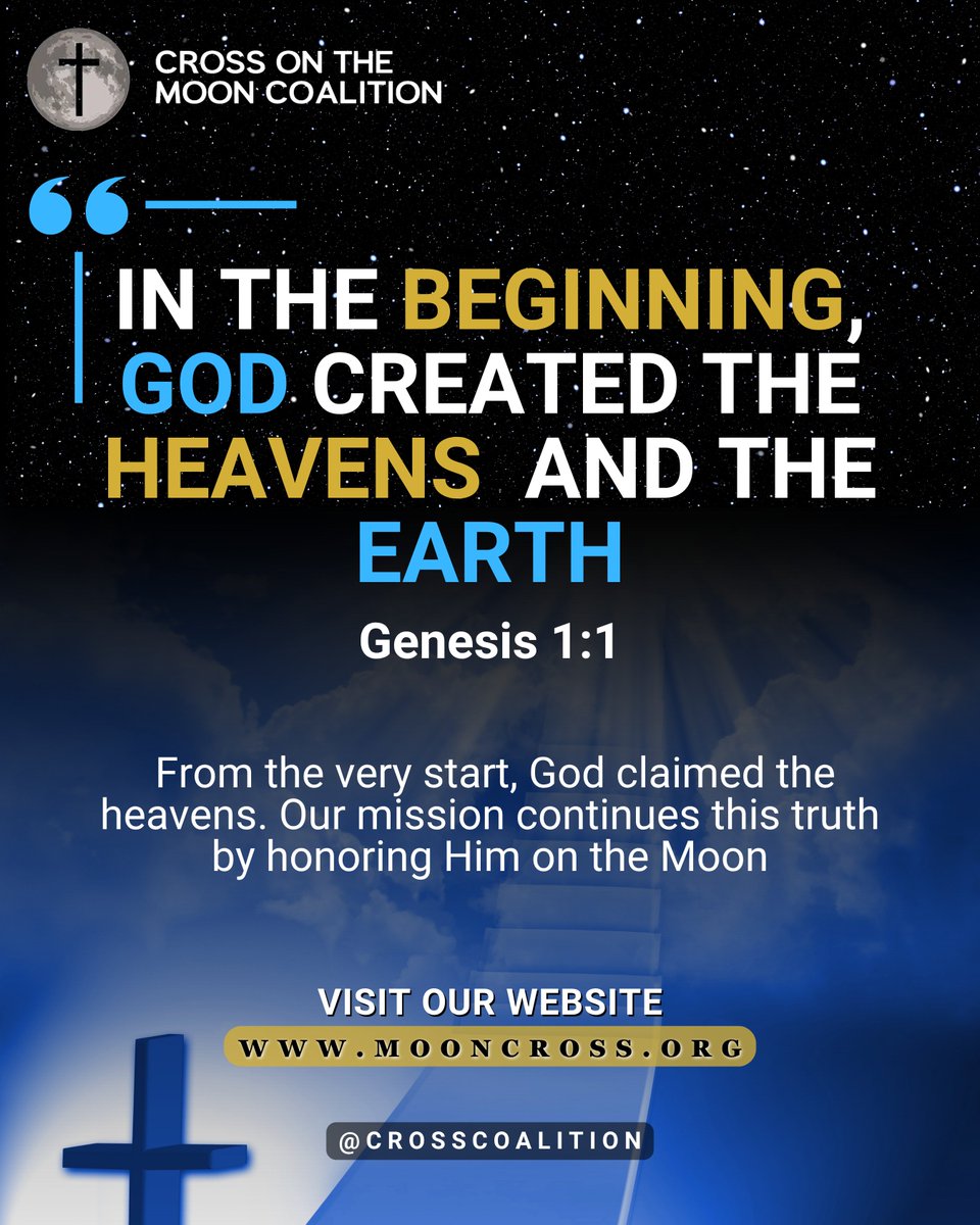 CrossOnTheMoonX's tweet image. 🌌 In the beginning, God created the heavens and the earth. And now, His people carry the Cross to the Moon to proclaim His kingship in the heavens. ✝️
 
👉 Join the movement at mooncross.org

#Genesis1v1 #Creation #CrossOnTheMoon