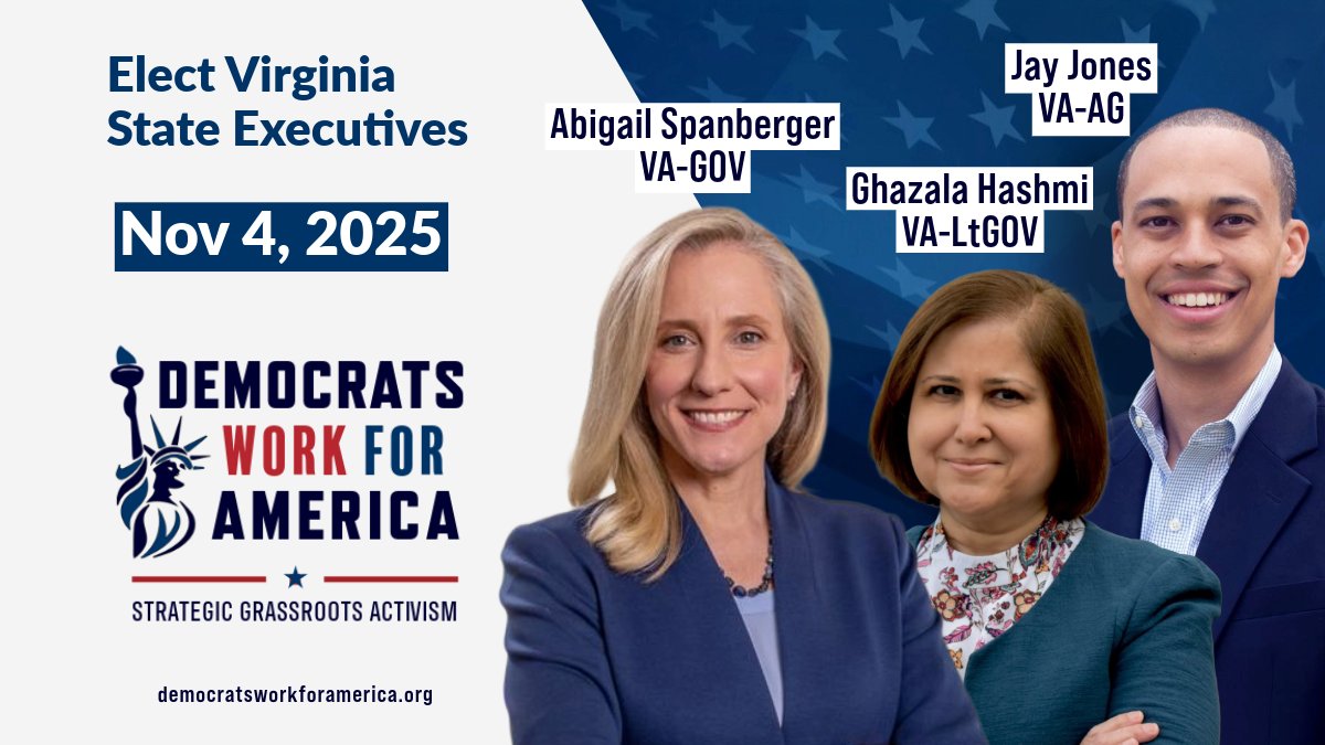 DemsWork4USA's tweet photo. #Virginia November 4 is Election Day! Make a plan a Go Vote! #Election2025 #WinBlue #DemsWork4USA #FlipItBlue https://t.co/k2aJnZ1El8