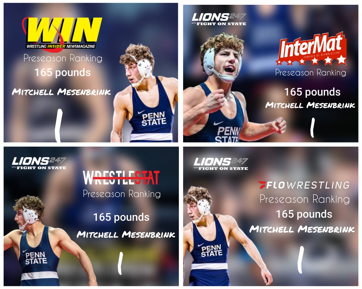 WIN, InterMat, WrestleStat and FloWrestling all agree that Mitchell Mesenbrink is No. 1 at 165. #WeAre #PennState #PinState #MonsterMitch #CaelsCrew