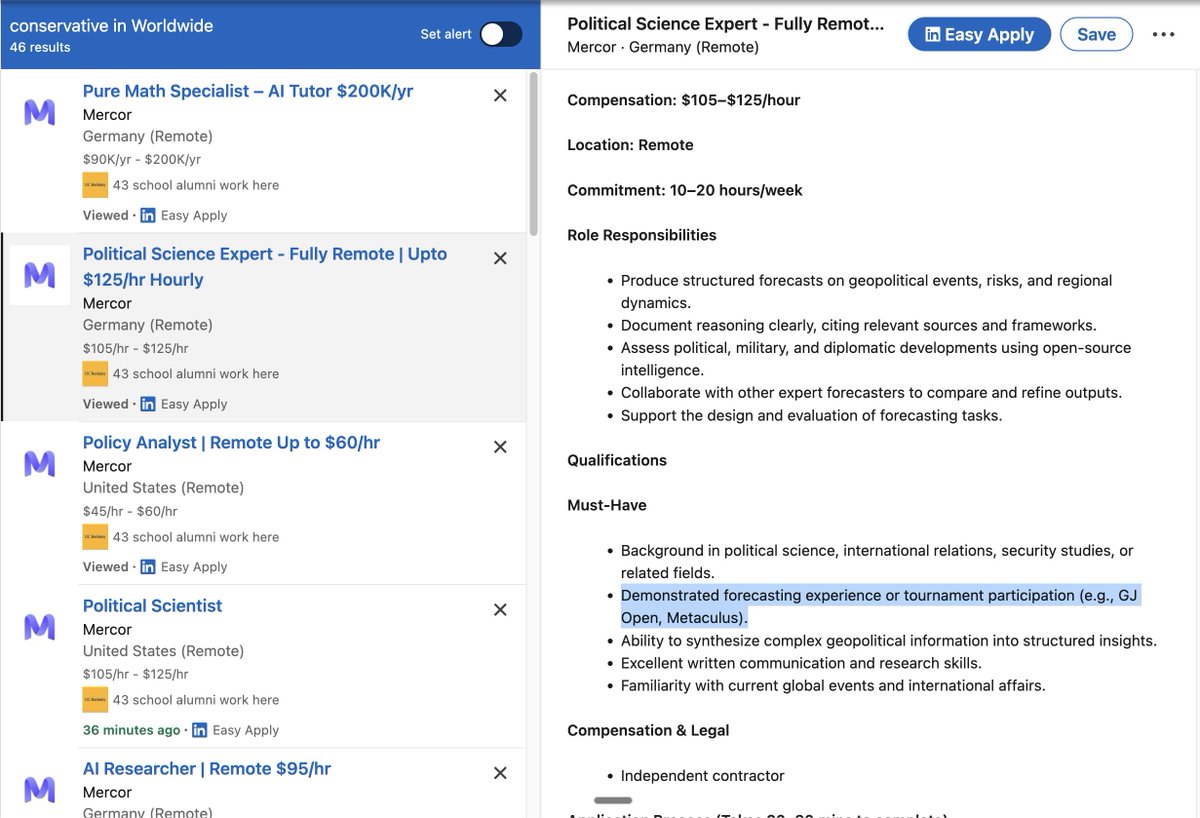 datagenproc's tweet image. To be a Political Science Expert for Mercor, a must-have is forecasting experience!