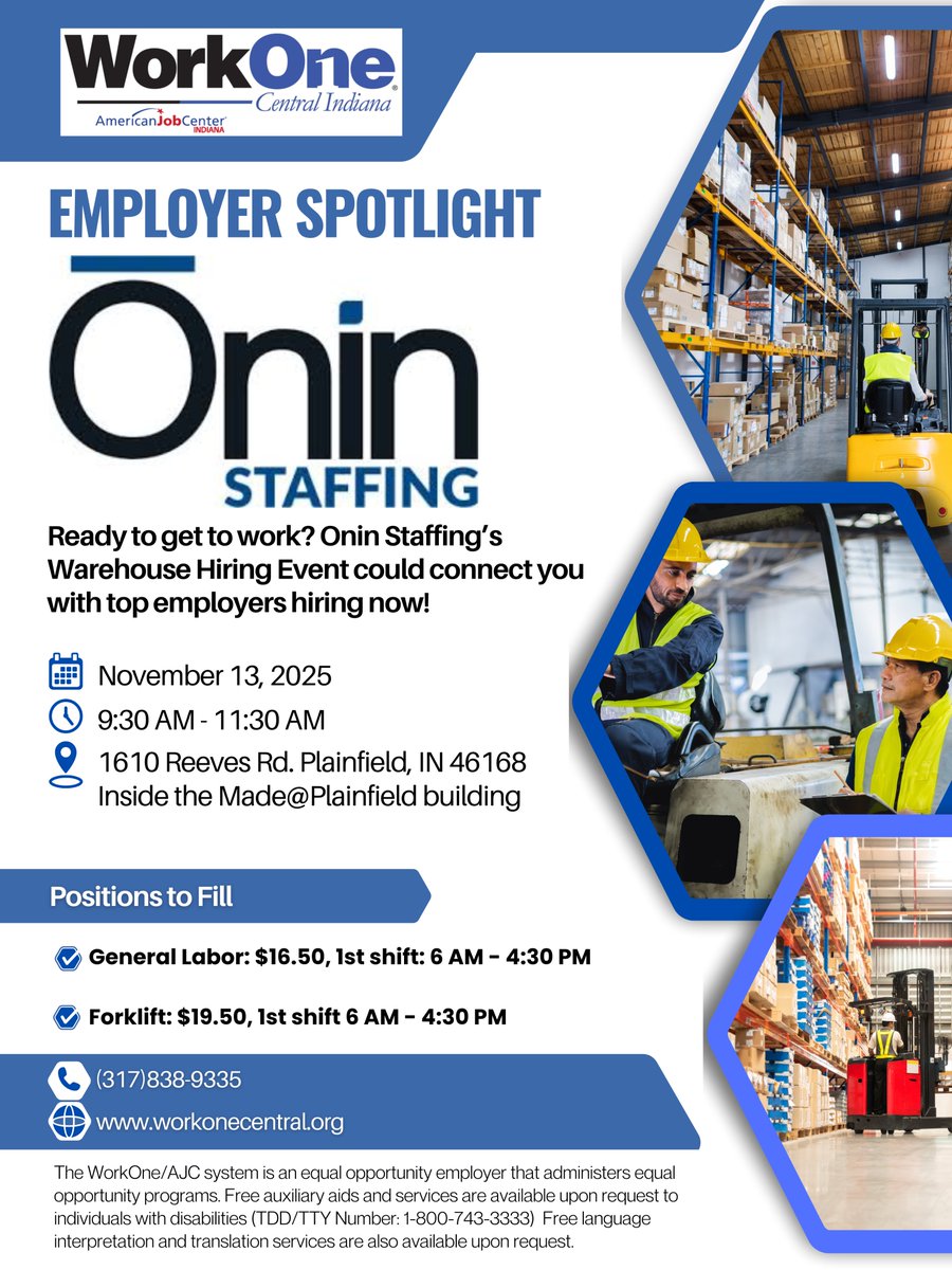 Hiring Event on November 13, 2025: ONIN Staffing