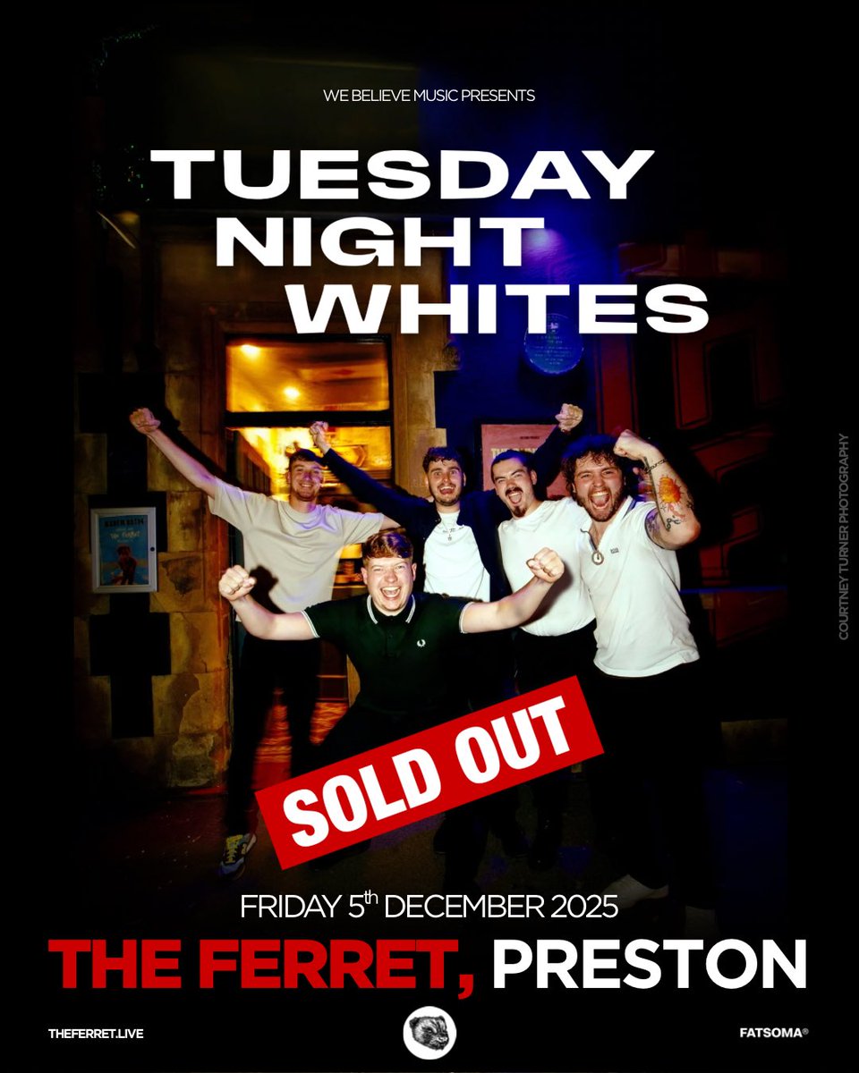 FERRET SOLD OUT 💥

Legends the lot of ya! Thank you to everyone who has bought tickets to come &amp; see us for our final gig of 2025. This is gonna be some party…

LET’S AV ITTTT 🤟🏼
<a href="/webelievemusic/">We Believe</a> <a href="/FerretPreston/">The Ferret</a> 
#tnwtnwelloello #indie #band #newmusic #gig