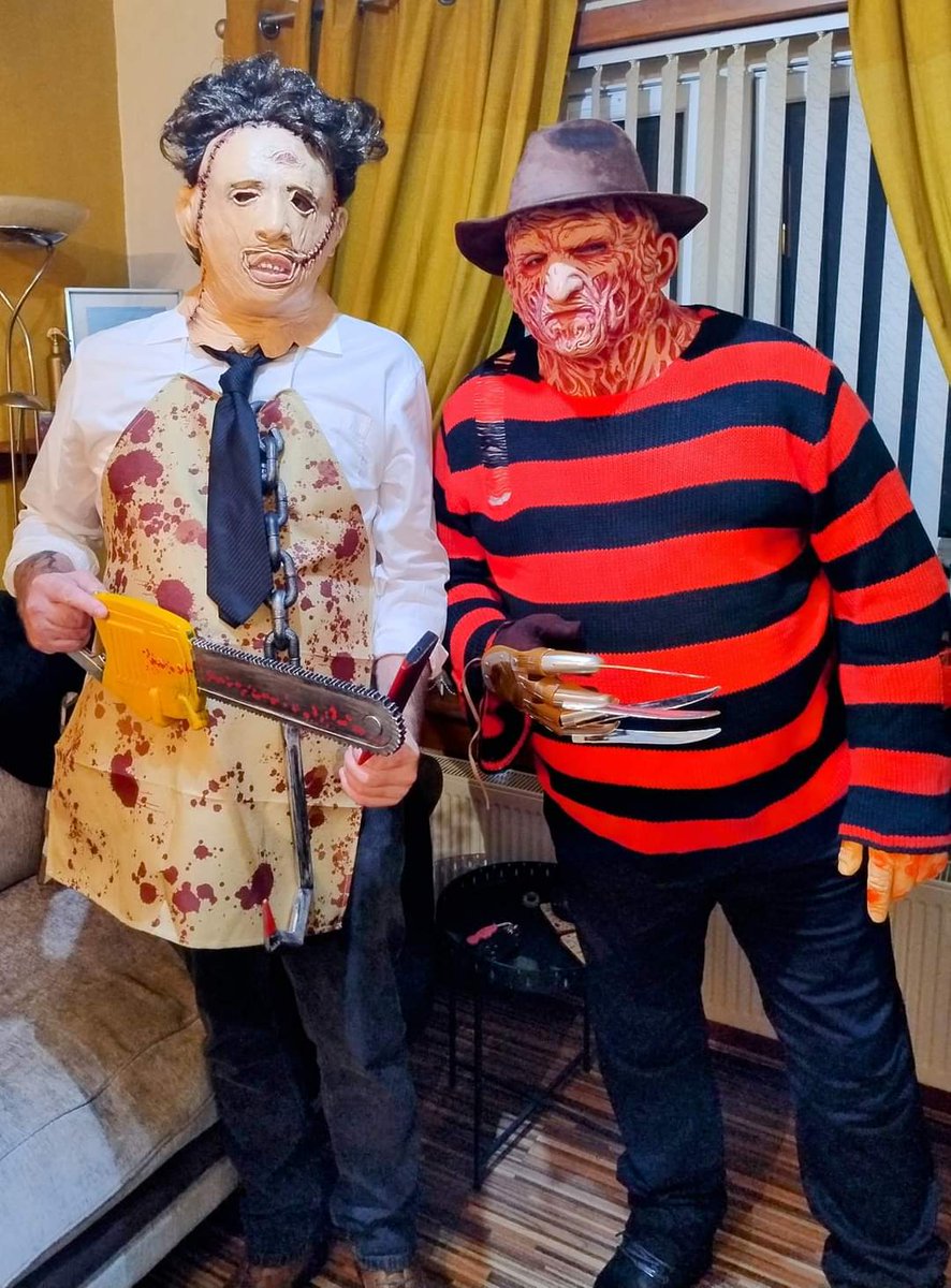 Stellatortoise's tweet photo. @BDisgusting Last years effort (Jason) this year's (Freddy). https://t.co/vys1EoyoJA