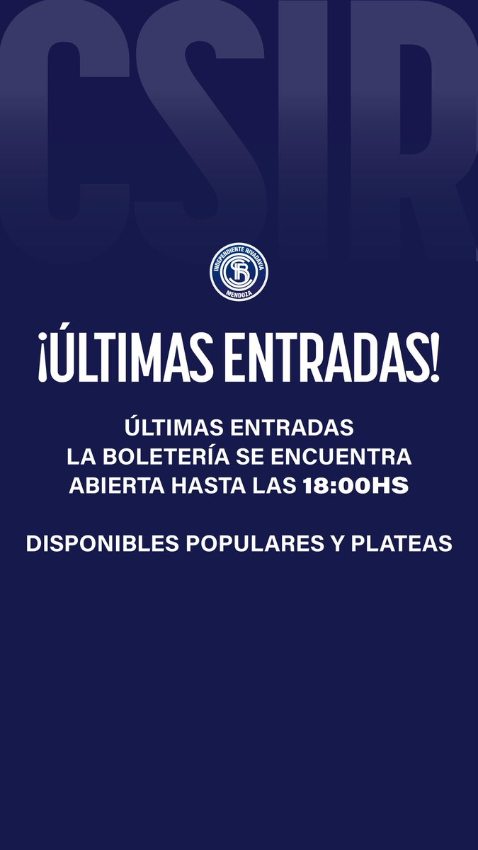 🎟️ ¡Quedan las ÚLTIMAS ENTRADAS!

La venta continúa hoy hasta las 18:00 hs en la taquilla oficial.

Sabemos todo lo que han dejado atrás para conseguir su lugar.

Agradecemos la comprensión y la paciencia de nuestros socios e hinchas. 

¡Vamos todos juntos a buscar la Gloria!