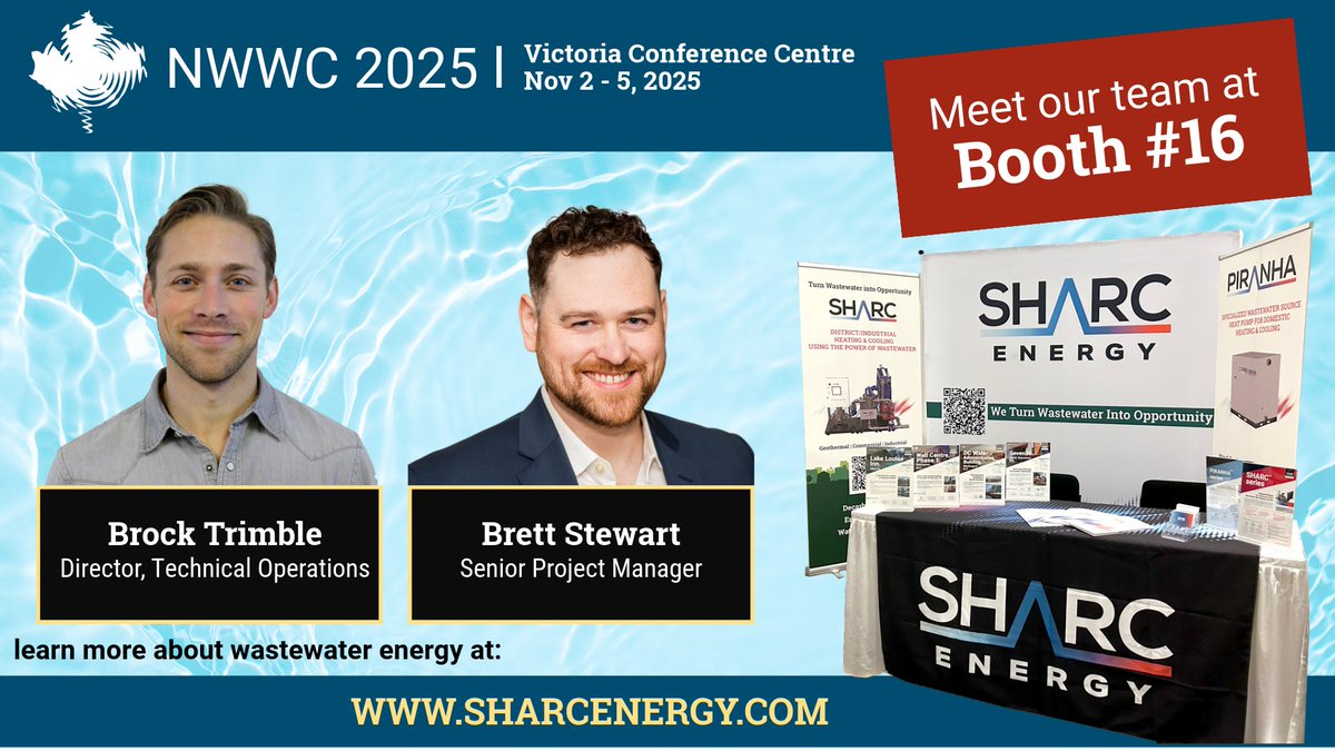 We’re excited to be at the NWWC 2025 this week! 
Stop by Booth 16 to meet Brock Trimble and Brett Stewart and see how Wastewater Energy Transfer (WET) helps utilities and building owners.

#NWWC2025 #WastewaterEnergy #CleanEnergy