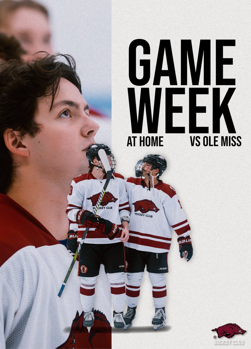 RazorbackMHClub's tweet image. MARK YOUR CALENDARS 📅 🚨

ARKANSAS HOCKEY V. OLE MISS AT HOME

📍 The Jones Center
⏰ Friday, November 7th: 7:30PM, Saturday, November 8th x HogWild Band, 3:15pm
📺 RazorbackHockeyClub on YouTube

BRING THE ENERGY HOG FANS ❗️

Ticket link in bio 🔗