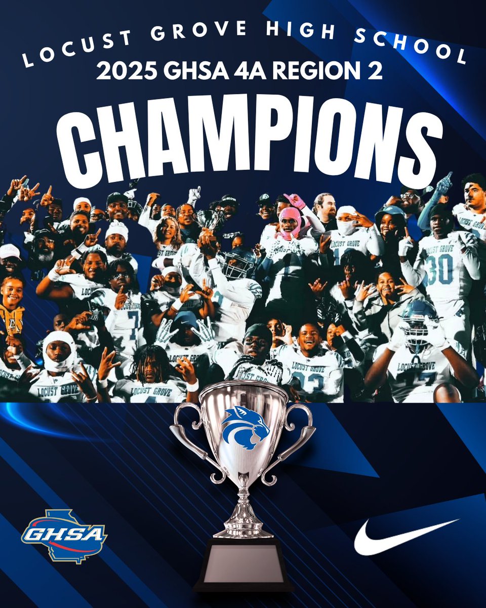 REGION CHAMPIONS! 🏆
The grind, the growth, the brotherhood — it all came together.
 Locust Grove Football (9–1) built this season Brick by Brick. 🧱🔥