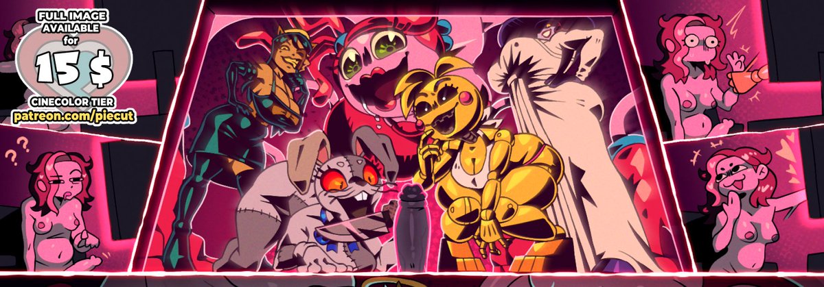 October 2025 Monthly supporter ||🟠 art is out!

5 Horror game whores take notice of a girl jerking off at her computer, and decide to make the porn a little more personal by pulling her in and smothering her with their huge tits and ass!
Happy Halloween!👻