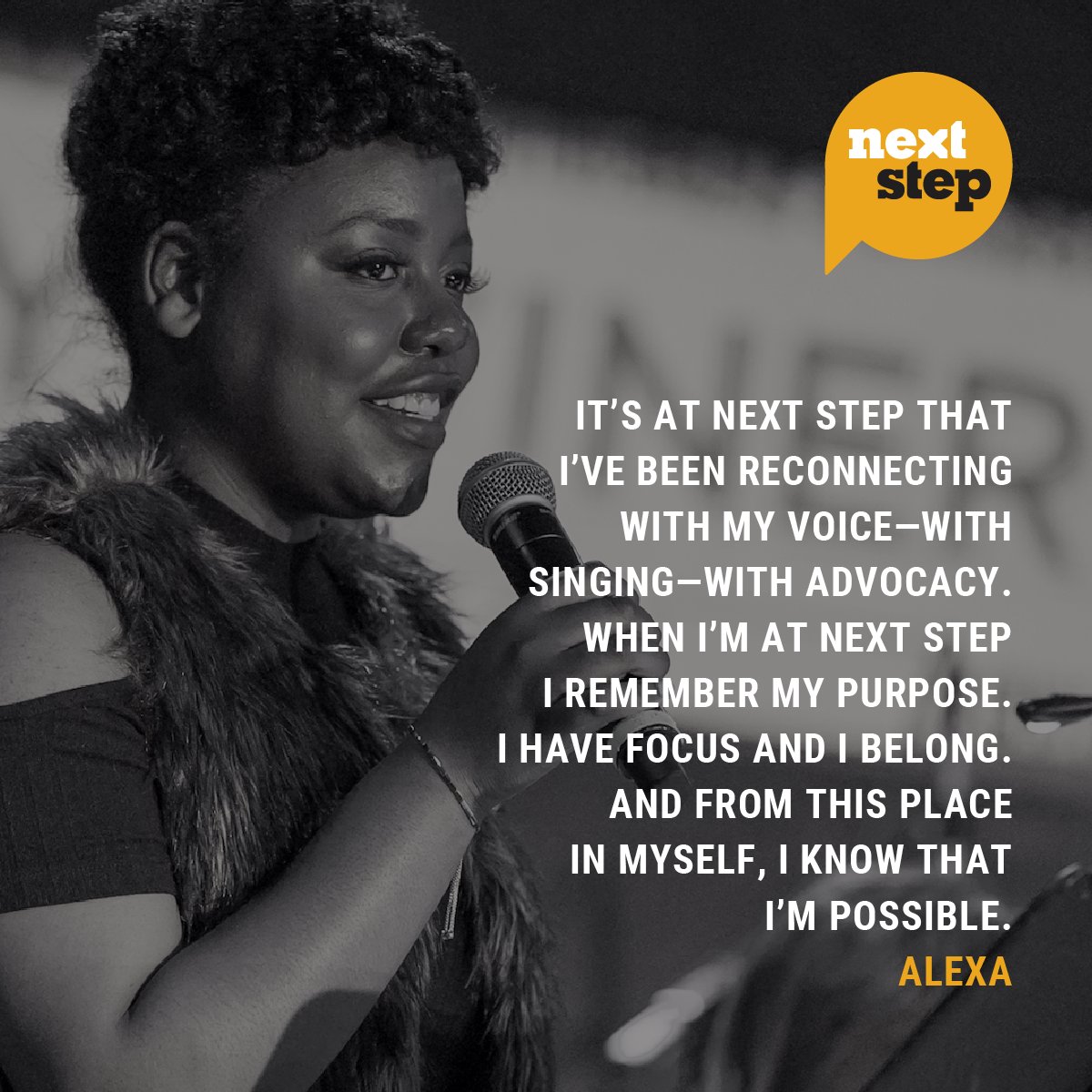 nextstepfund's tweet image. &quot;It&apos;s at Next Step that I&apos;ve been reconnecting with my voice—with singing—with advocacy. When I&apos;m at Next Step I remember my purpose. I have focus and I belong. And from this place in myself, I know that I&apos;m possible.&quot;

Discover what&apos;s possible for you: nextstepnet.org/contact-us/