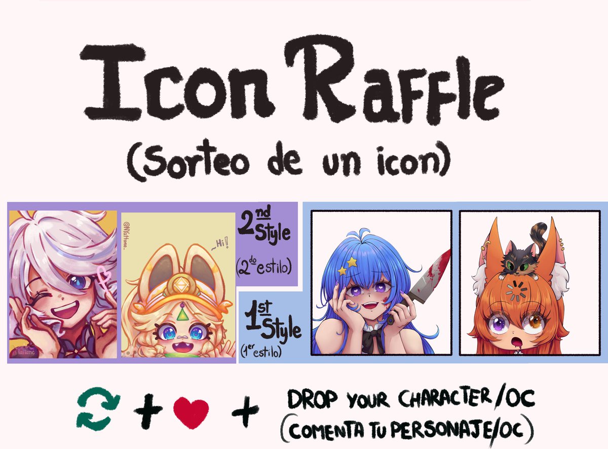 ✨ICON RAFFLE✨

🔄RT 
❤Like
✌Comment your character/OC 
(Can follow if u want UwU)

Ends November 07
#artraffle