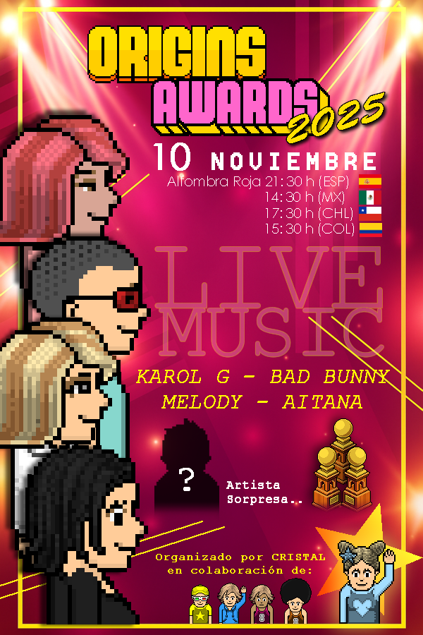 💎 Una noche para celebrar nuestra historia, la música y la magia de #HabboOrigins.

✨ Los Origins Awards 2025 llegan con emoción, nostalgia y muchas sorpresas.

#HabboAwards 
#OriginsAwards2025