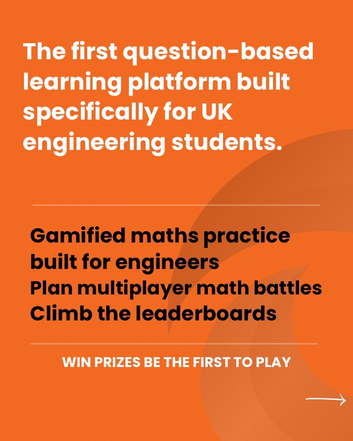 Odingamesltd's tweet image. Introducing Odin Games - the first question-based learning platform built for engineering students.

🎮 Gamified maths practice
🧠 Multiplayer battles &amp;amp; live audio chat
🏆 Leaderboards, rewards, and real competition

💡 Beta Launch: 10/11 – 23/11
Link in bio 
#engineering