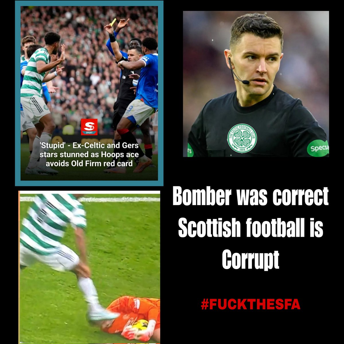 ProudScot76's tweet photo. @ramanbhardwajTV Thing is. It's not only @RangersFC that should be taking the corrupt officials to task. Off the top of my head. Hibernian. Motherwell and Aberdeen have all been shafted at Hampden thanks to Referee 'errors' going the way of Celtic.

It's beyond coincidence now. The game is rigged https://t.co/o80eVgois2