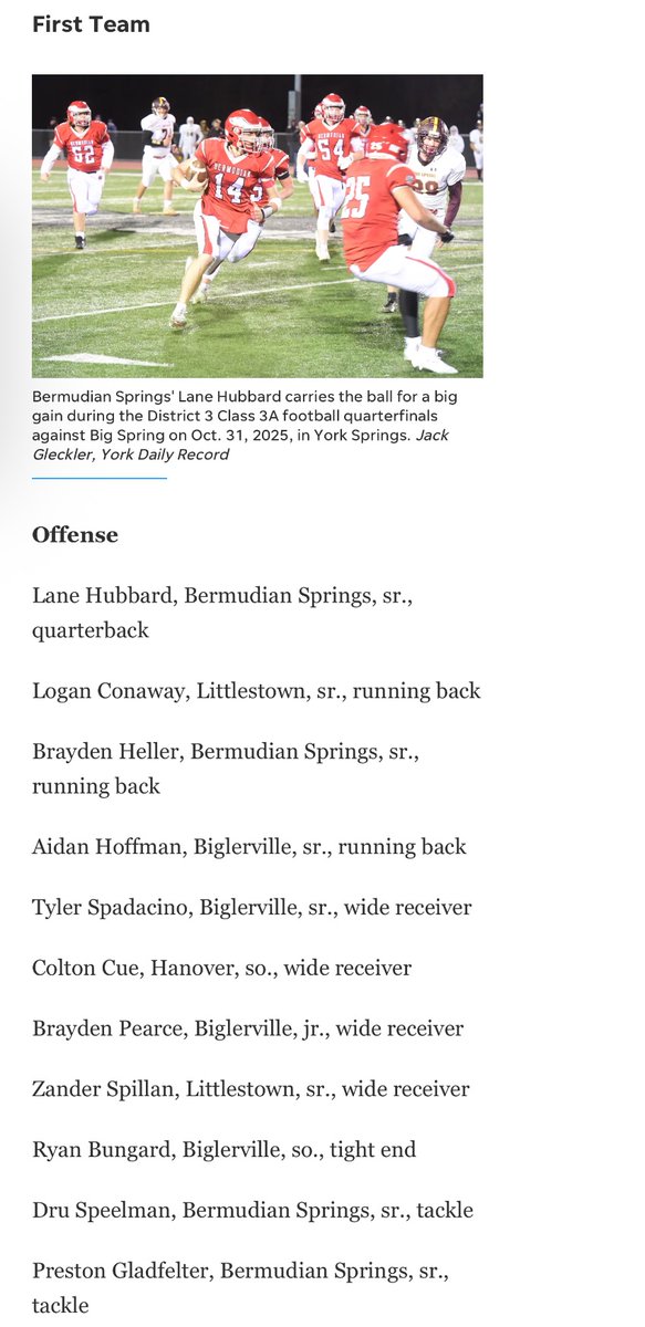 Honored to be named First Team All Conference WR by the YAIAA league coaches