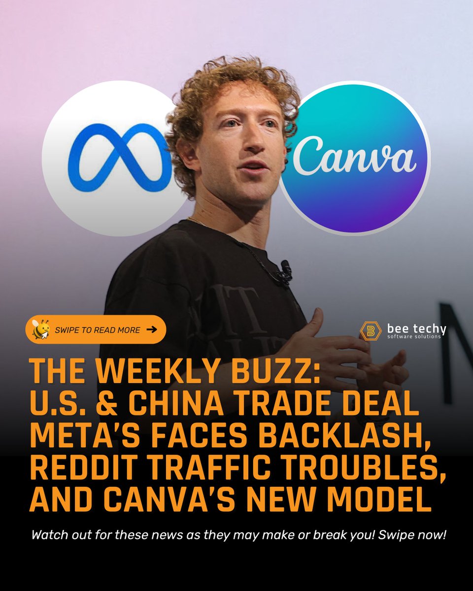 beetechyllc's tweet image. 🚨 The tech hive is buzzing this week 🐝

From Meta’s AI spending spree to Reddit’s traffic dip and Canva’s new AI model,these updates could reshape your next move.

Here’s what you need to know 🧵 #BeeNews #BeeTechy