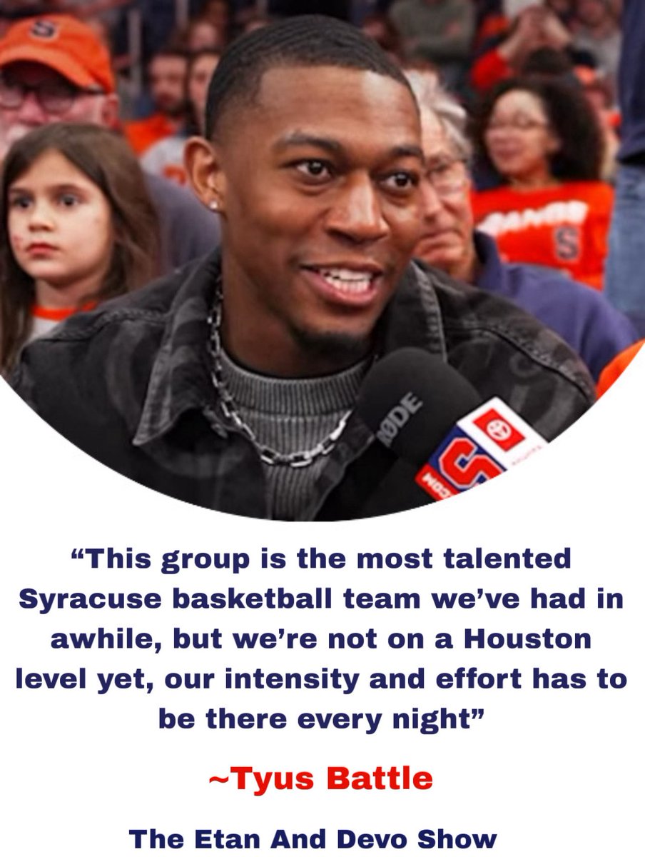 etanthomas36's tweet image. Ahead of our season opener against Binghamton, we sat down with former Syracuse standout Tyus Battle to discuss what he saw and how good this team can be. Great discussion on The Etan And Devo Show 
#Cuse 🍊
youtu.be/HAB4tbbKuOA