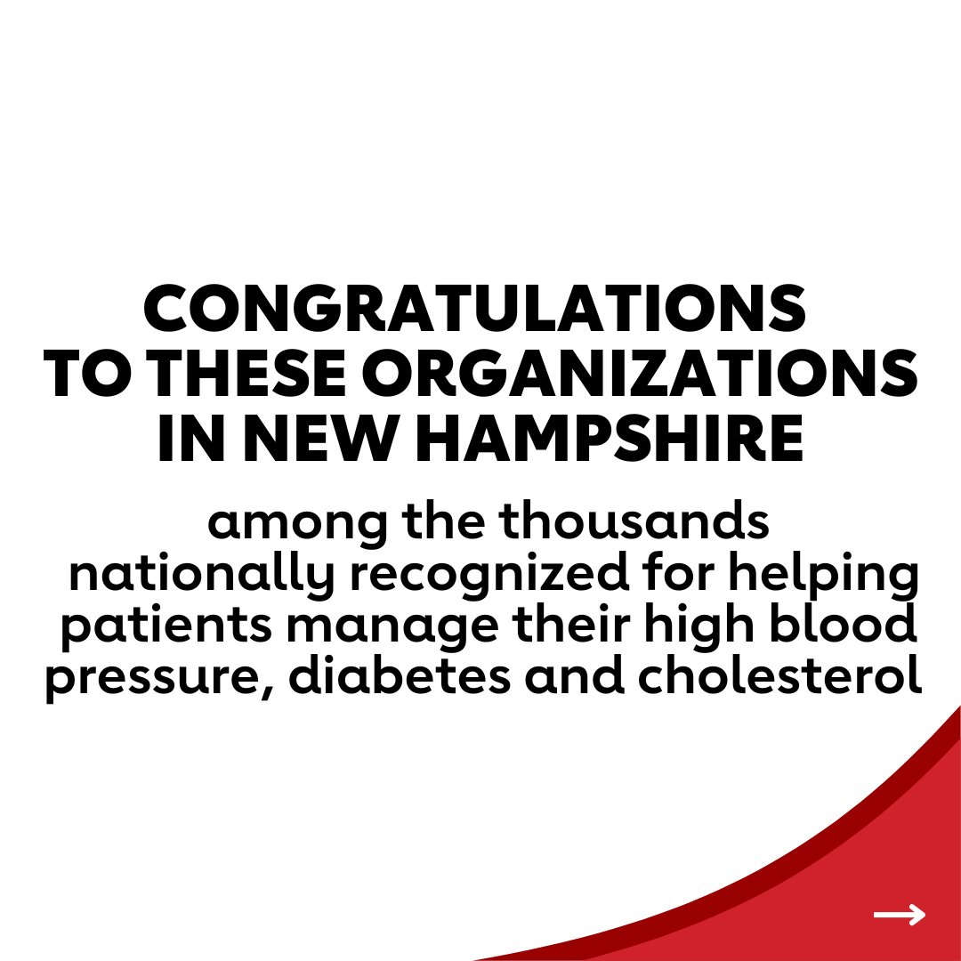 NHHeartAssoc's tweet photo. Nearly half of U.S. adults are living with high blood pressure. Congrats to these NH organizations recognized with #TargetBP quality awards for their commitment to improving management of high blood pressure. https://t.co/fVHmm3Kmj5 #hypertension #qualityimprovement https://t.co/QmSluz9H36