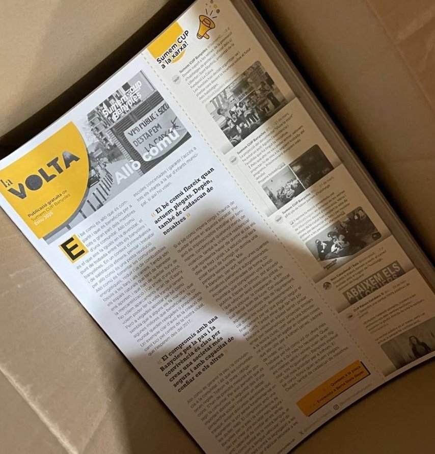 📣 Nova edició de La Volta! 
Comencem el novembre repartint el butlletí de #SumemCUPBanyoles, LA VOLTA 🙌
Parlem sobre espai públic, bé comú, convivència ciutadana i molt més! 
Ah! I no us perdeu l'entrevista a Berta Riera sobre les Comunitats Urbanes!
Ja el tens a la bústia? 👀