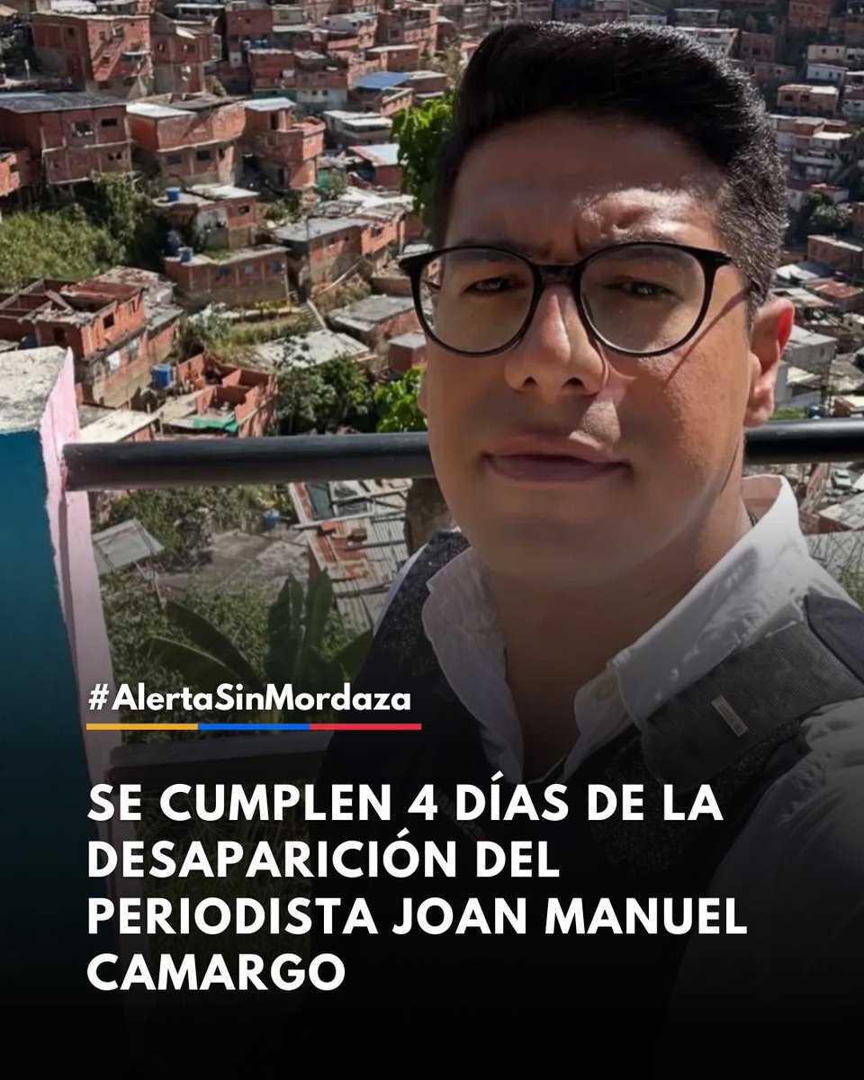 #3Nov #JoanCamargo
Se cumplen 4 días de desaparición del periodista Joan Manuel Camargo
Fue interceptado por hombres vestidos de negro el 30 de octubre en Cotiza.
Su paradero aún es desconocido.
Familiares exigen respuestas con un hábeas corpus. - <a href="/Sinmordaza/">Un Mundo Sin Mordaza</a>